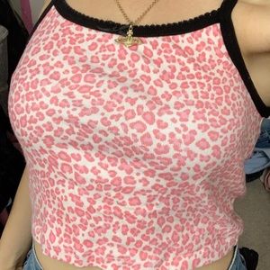 Brandy Melville pink cheetah scrunchie and top